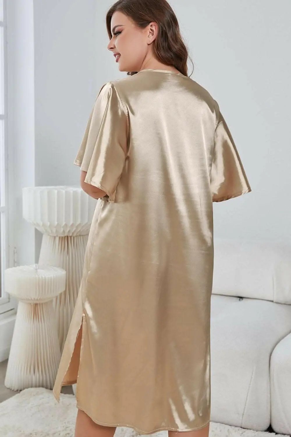 V-neck flutter sleeve nightgown - Love Salve